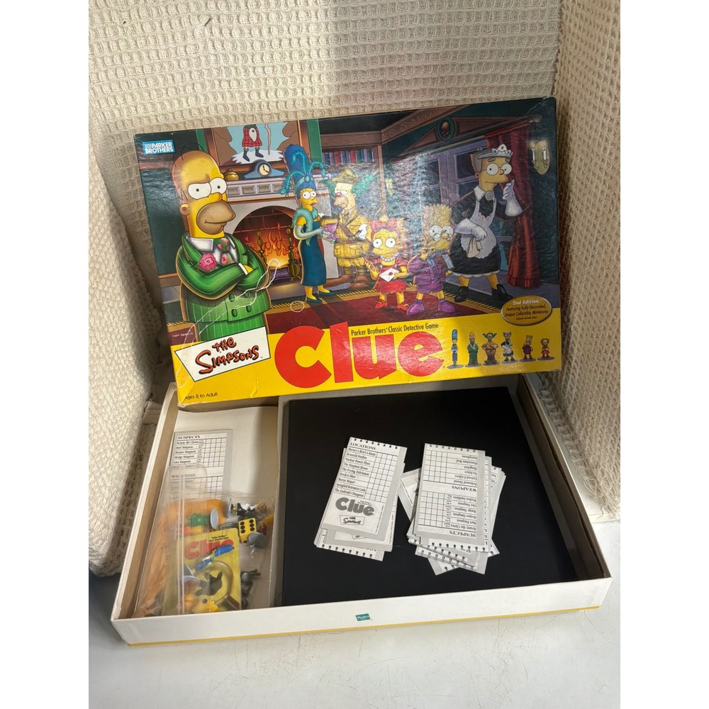 Retro Unisex Parker Brothers The Simpsons Clue Board Game OS Yellow